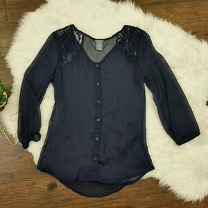 Charlotte Russe sheer blue blouse size small